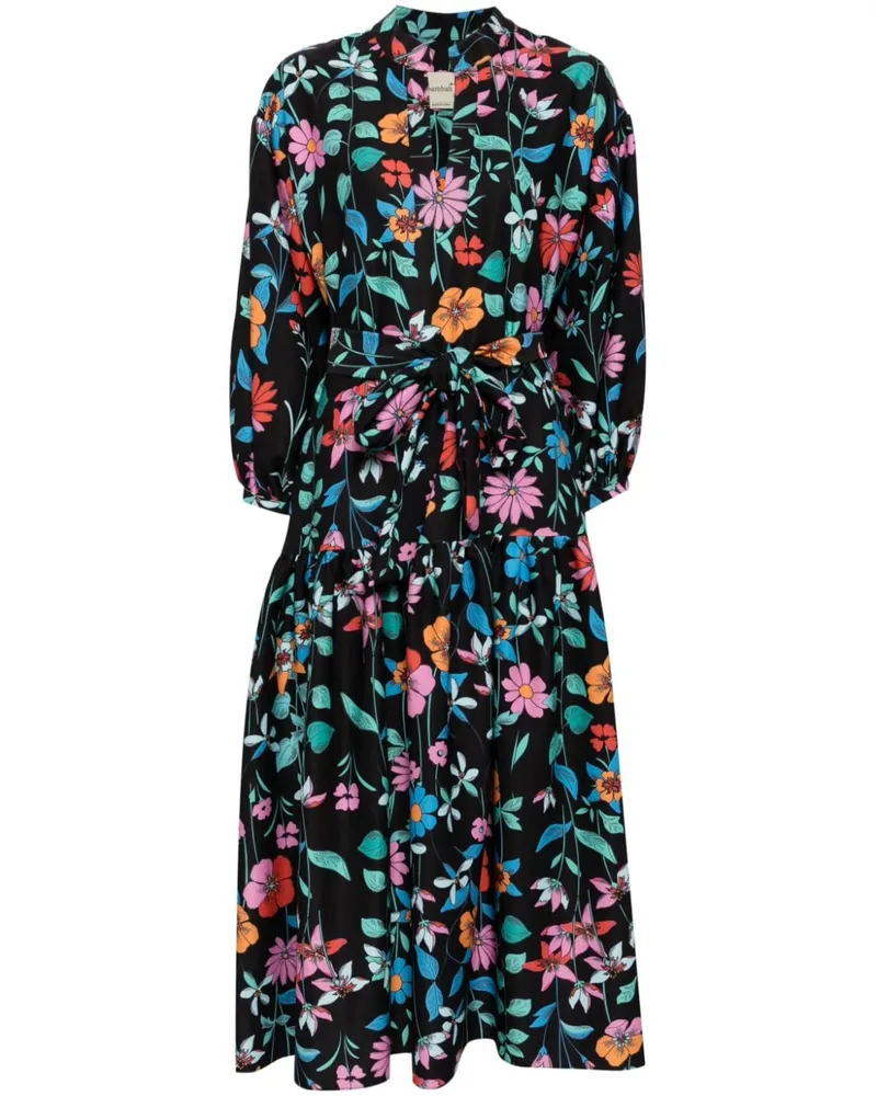 Bambah Hibiscus Gardenia Kleid Schwarz