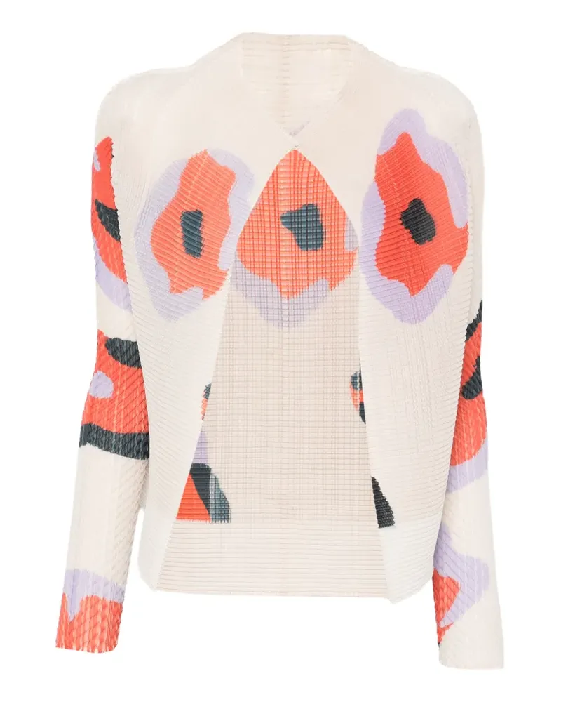 Issey Miyake Verve Pleats Jacke mit Blumen - Nude Nude