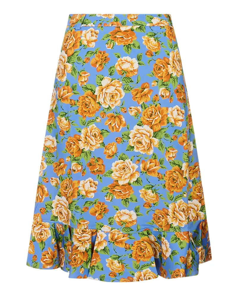 Paco Rabanne floral-print ruffled skirt - Blau Blau
