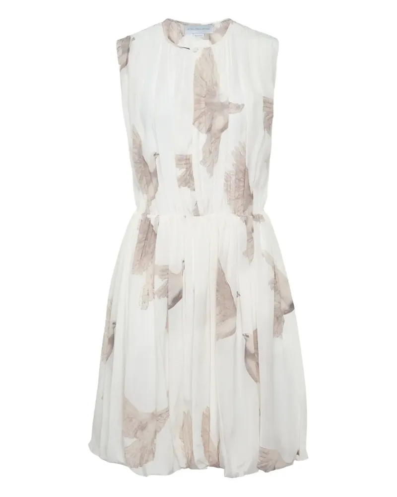 Stella McCartney Gerafftes Midikleid mit Vogel-Print - Nude Nude