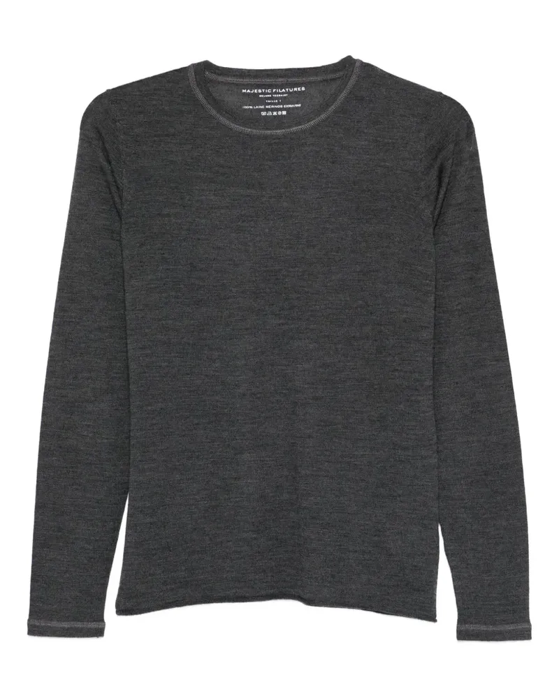 Majestic T-Shirt aus Merinowolle - Grau Grau