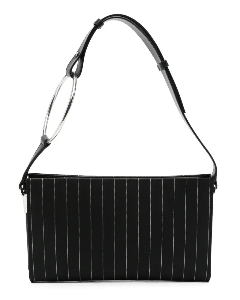 Dondup Clutch mit Nadelstreifen und Ringhenkel - Schwarz Schwarz