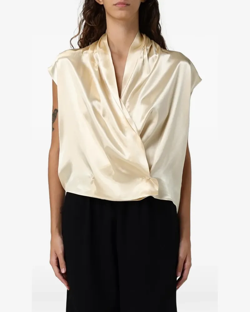 Alberta Ferretti satin-finish draped blouse - Nude Nude