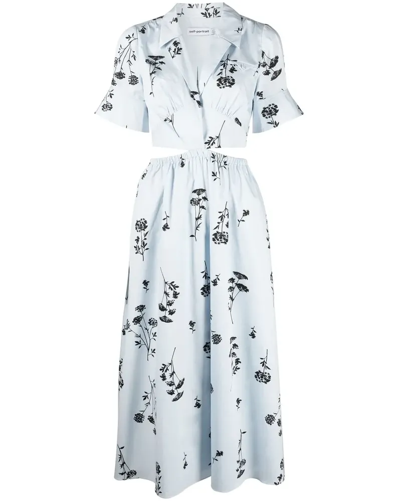Self-Portrait Midikleid mit Cut-Outs - Blau Blau