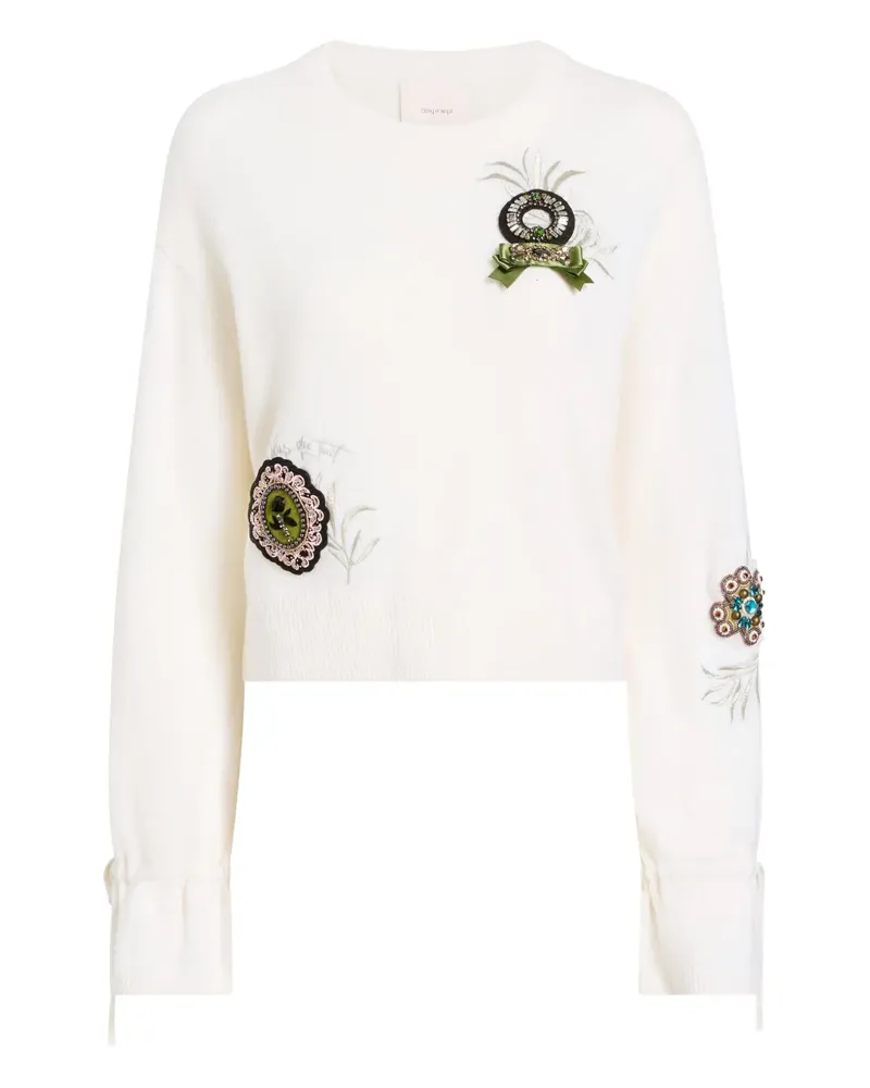 Cinq à Sept Tasha Oberteil mit Rosen-Patch - Weiß Weiß