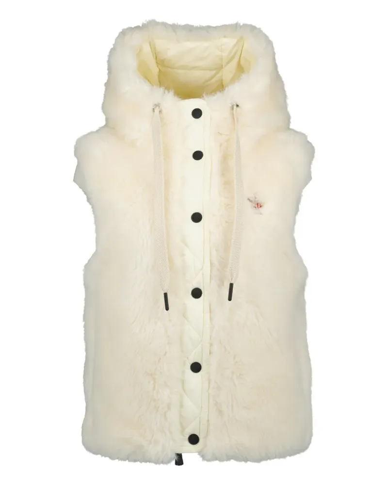 Moncler Kapuzenweste mit Shearling - Weiß Weiß