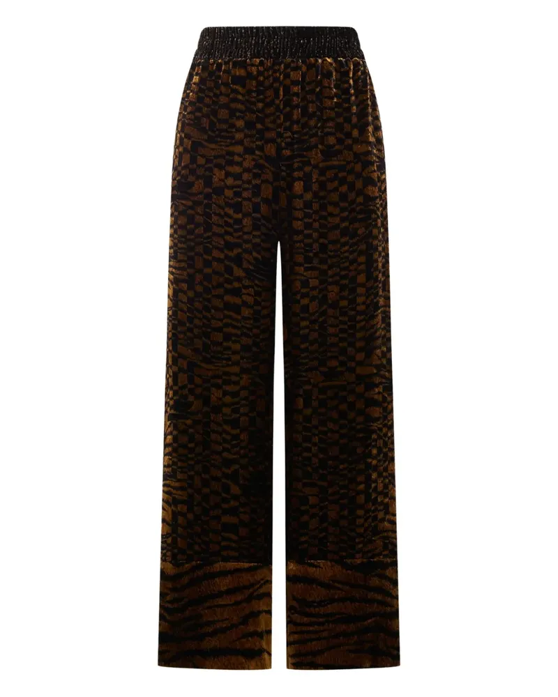 Pierre-Louis Mascia velvet geometric-pattern trousers - Braun Braun