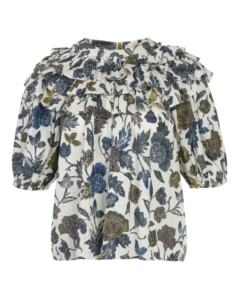 Ulla Johnson ruffled floral blouse - Weiß Weiß
