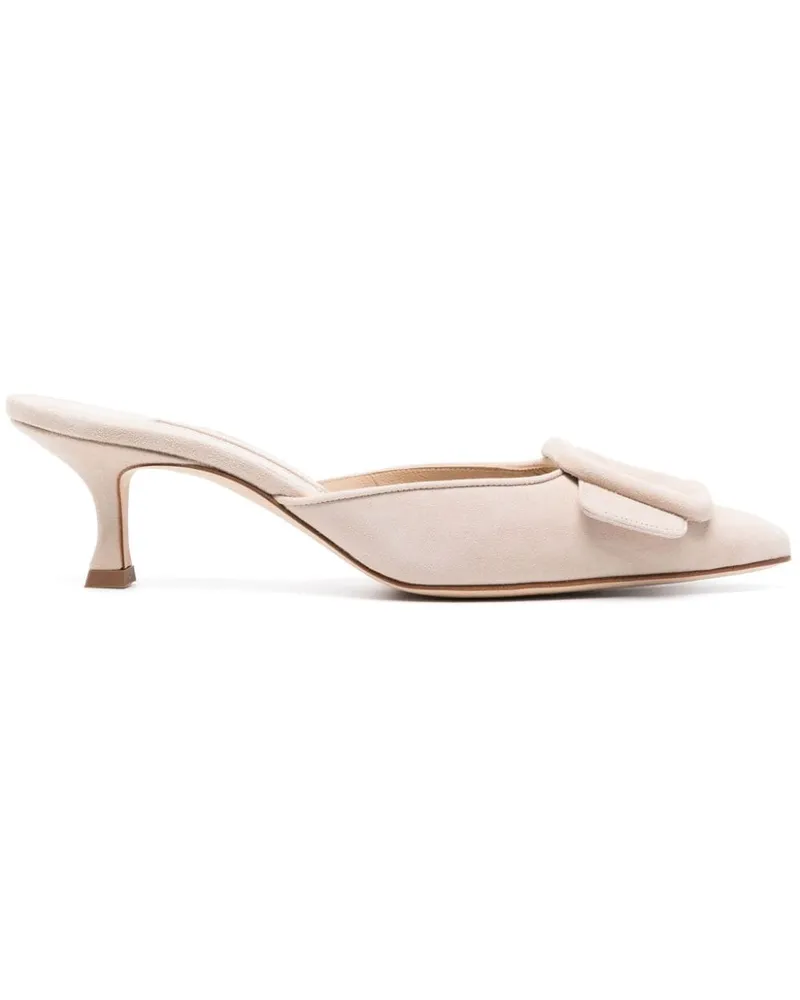 Manolo Blahnik Maysale Pumps aus Wildleder 50mm - Nude Nude