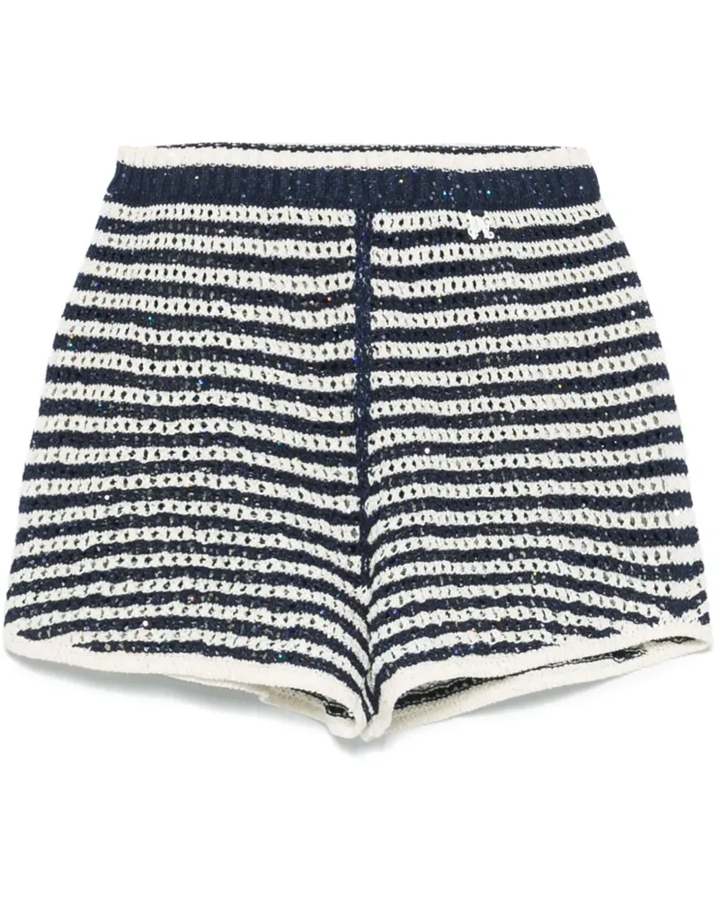 Palm Angels Gestrickte Shorts mit gestreiftem Bund - Blau Blau
