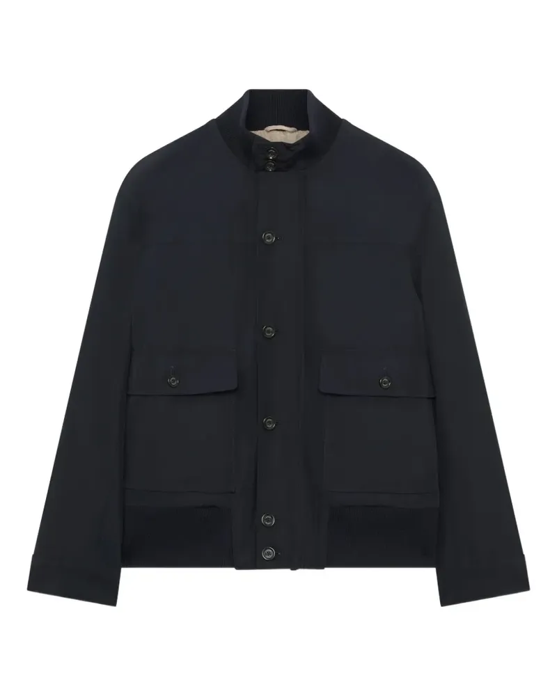 LARDINI padded knit-collar jacket - Blau Blau