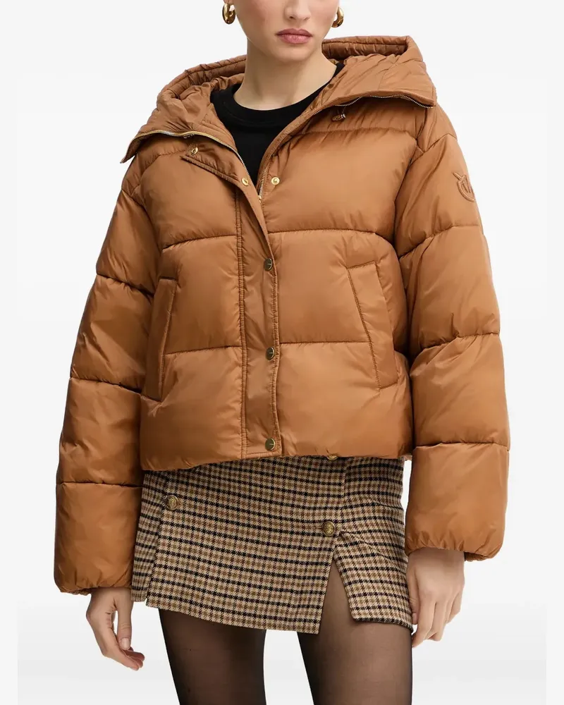 Pinko Love Birds-appliqué padded puffer jacket - Orange Orange