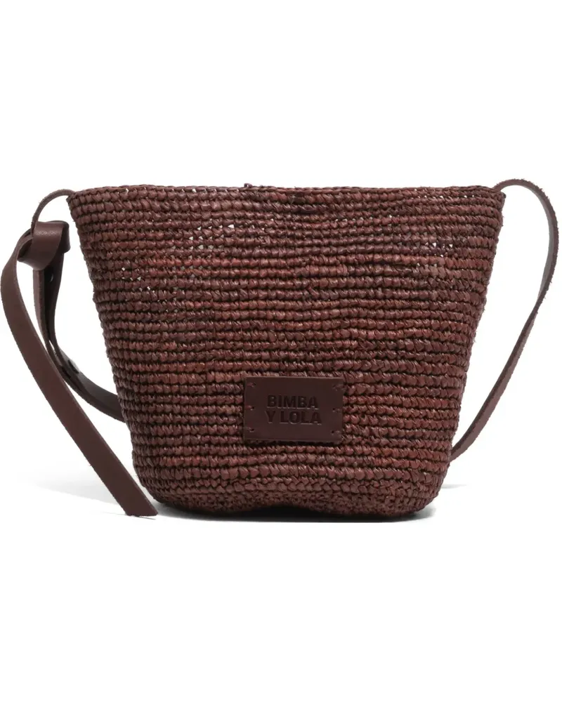 BIMBA Y LOLA Kleine Schultertasche mit Logo - Braun Braun