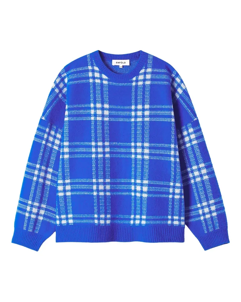 ENFÖLD check-pattern intarsia-knit sweater - Blau Blau