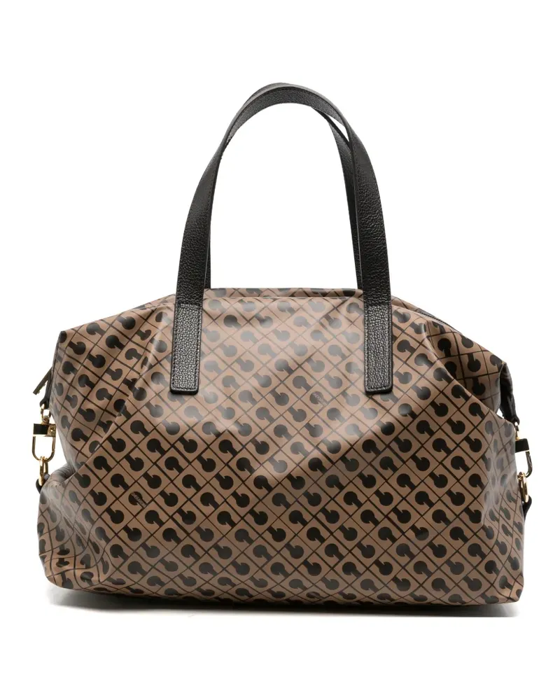 Gherardini Bowling-Schultertasche mit Monogramm-Print - Braun Braun