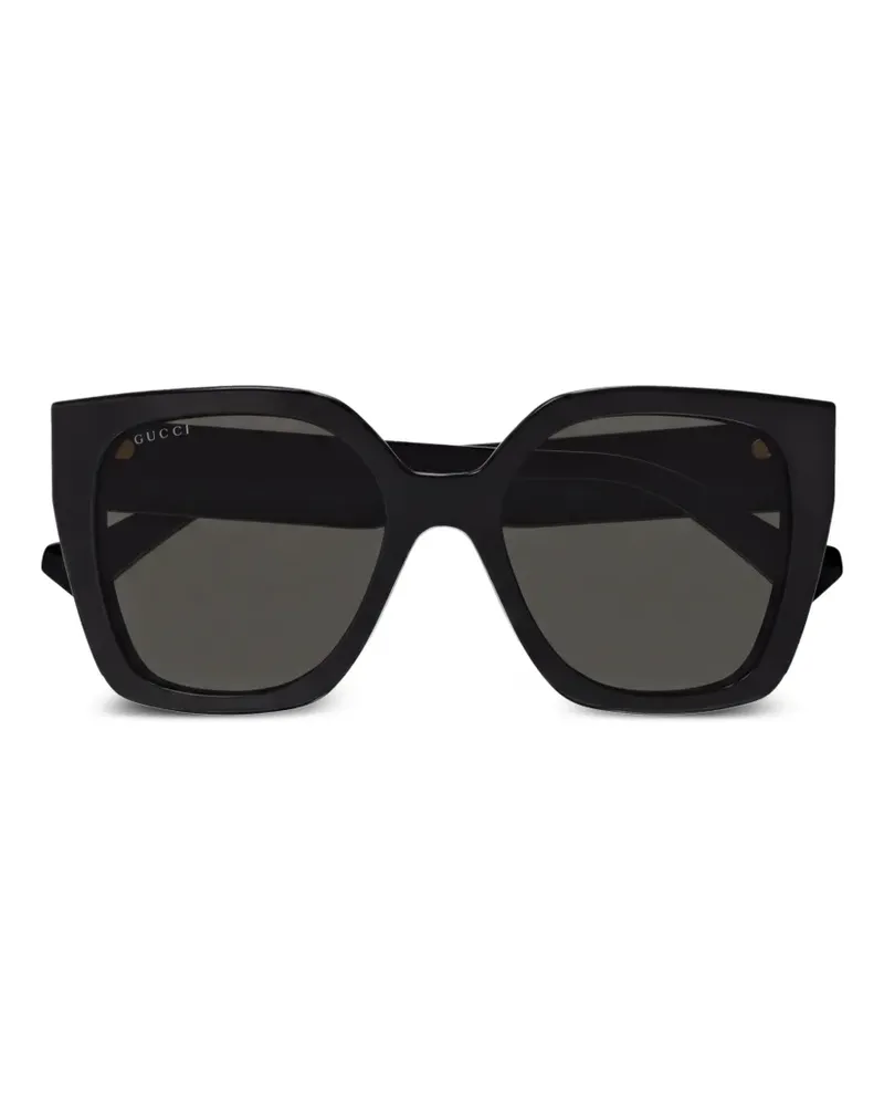 Gucci Eckige Sonnenbrille mit GG - Schwarz Schwarz