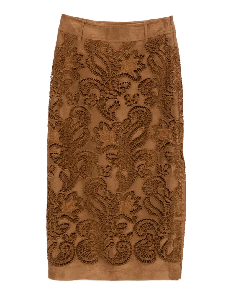 Ermanno Scervino floral midi skirt - Braun Braun