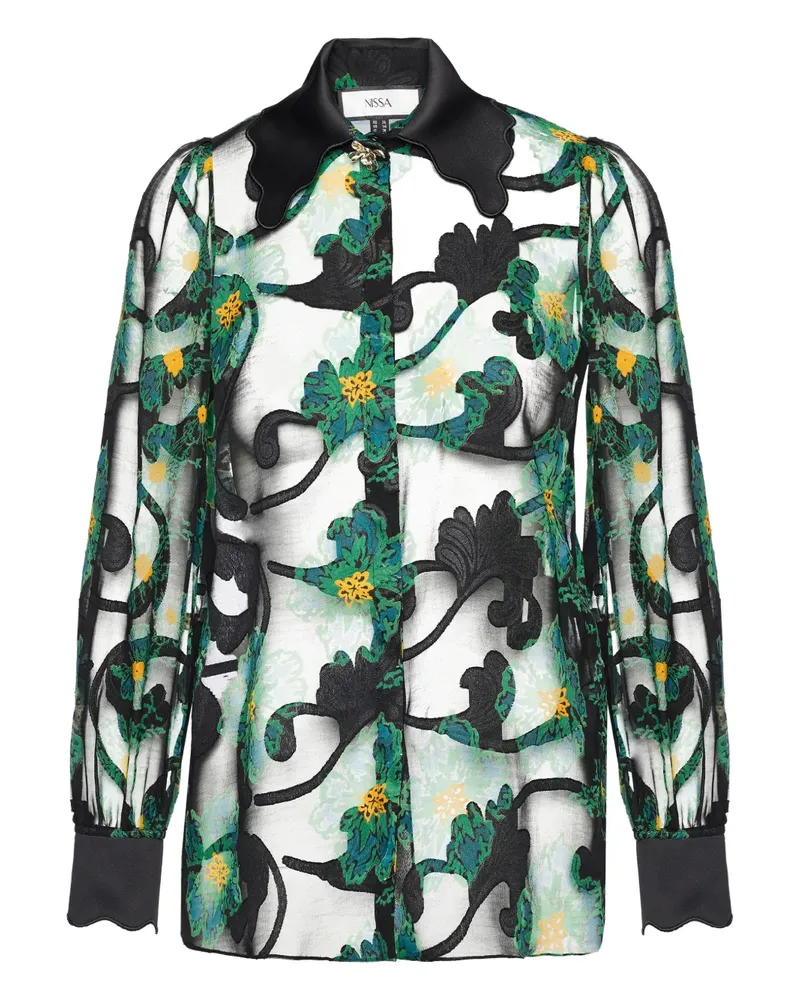 NISSA floral top - Schwarz Schwarz