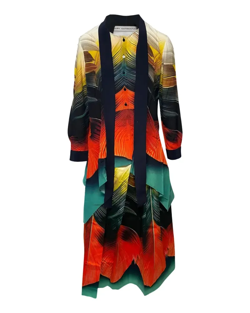 Mary Katrantzou feather-print shirt - Rot Rot