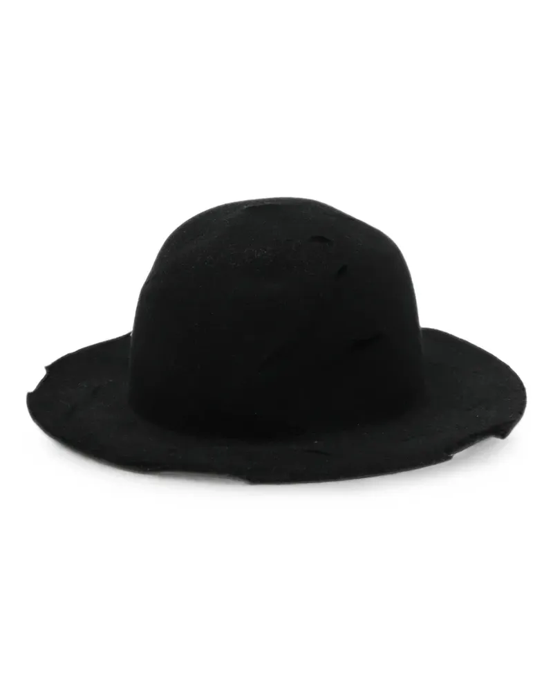 Yohji Yamamoto Filzhut im Distressed-Look - Schwarz Schwarz