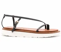Flache Riemchensandalen - Schwarz