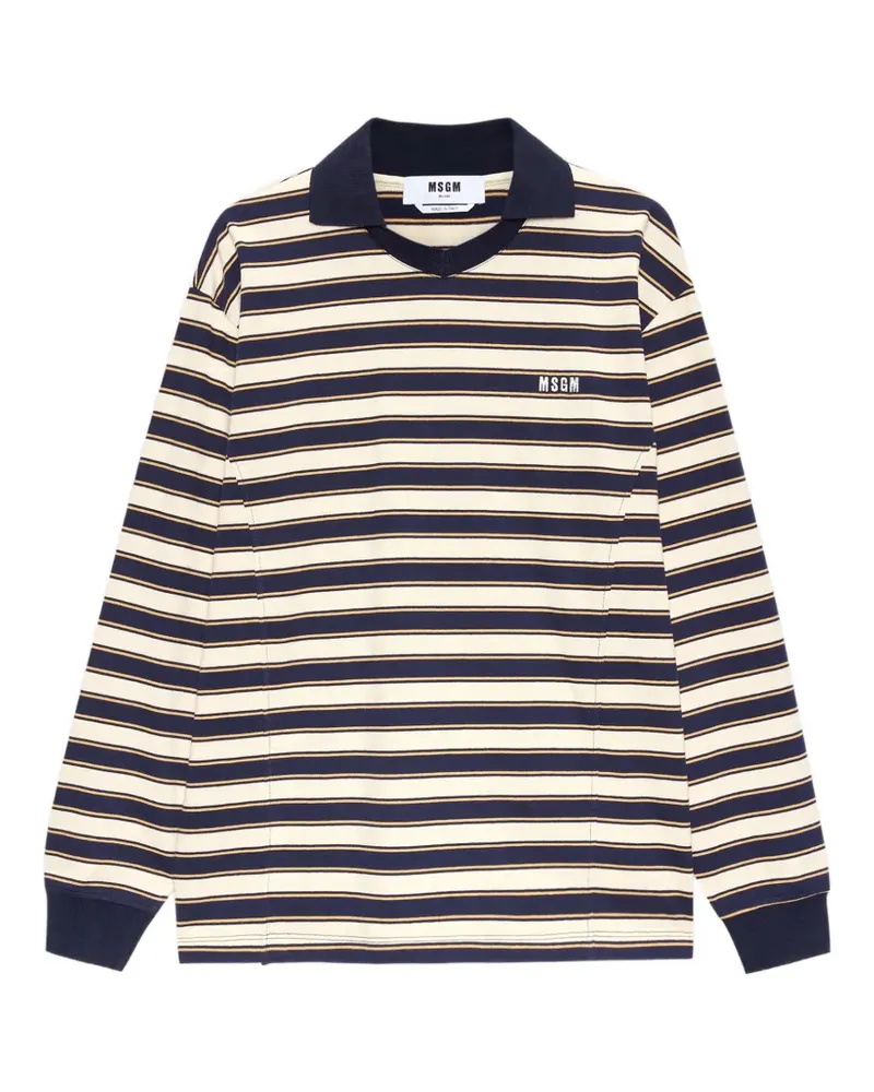 MSGM Gestreiftes Langarmshirt - Blau Blau
