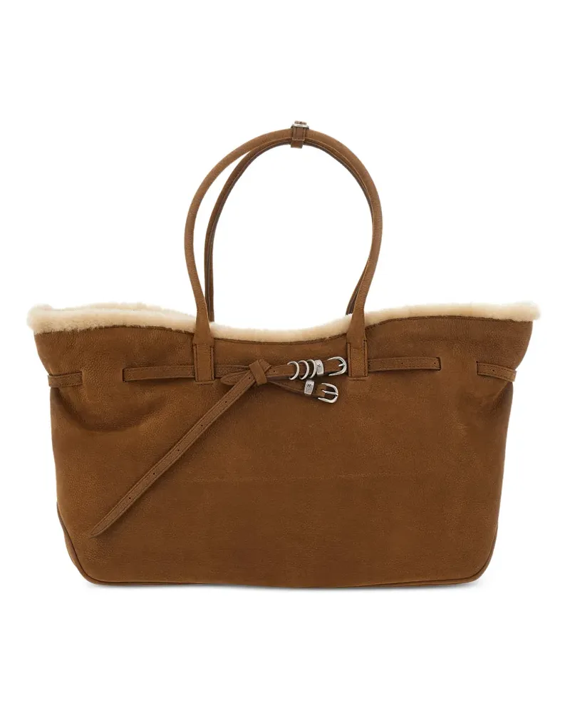 Marge Sherwood Grandma Schultertasche mit Shearling-Besatz und Schnalle - Braun Braun