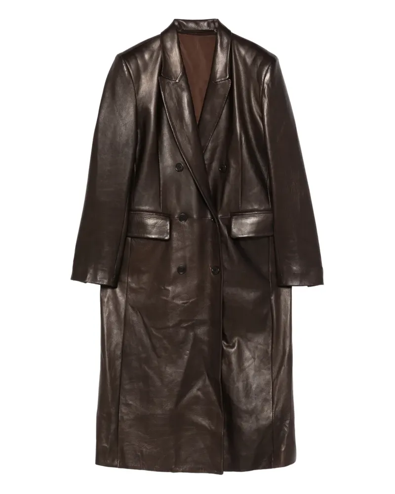 Salvatore Santoro double-breasted leather coat - Braun Braun