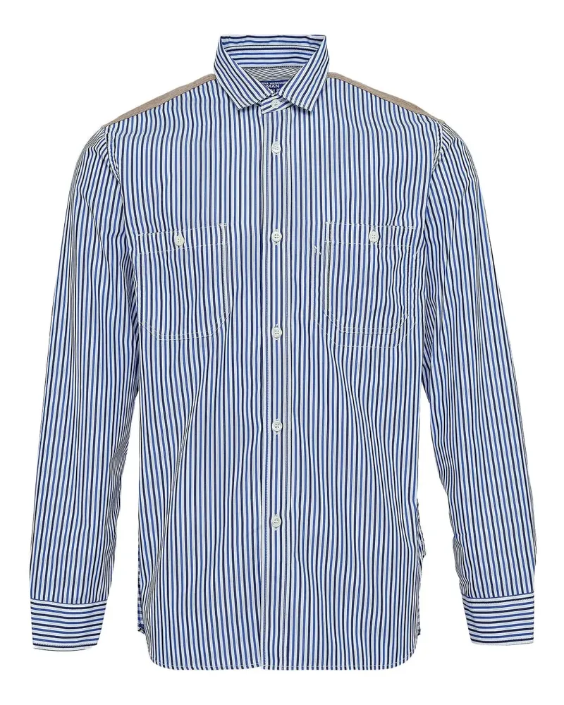 Junya Watanabe Gestreiftes Hemd mit Patch - Blau Blau