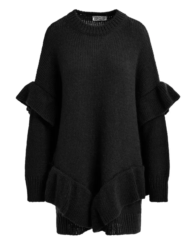 Essentiel Minikleid mit Rüschendetail - Schwarz Schwarz