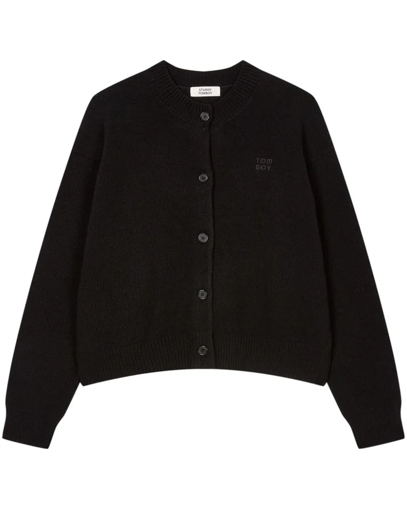 STUDIO TOMBOY Cardigan mit rundem Ausschnitt - Schwarz Schwarz
