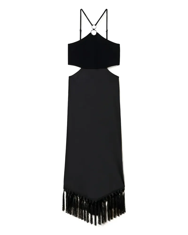 Twin-Set Midikleid mit Cut-Outs - Schwarz Schwarz