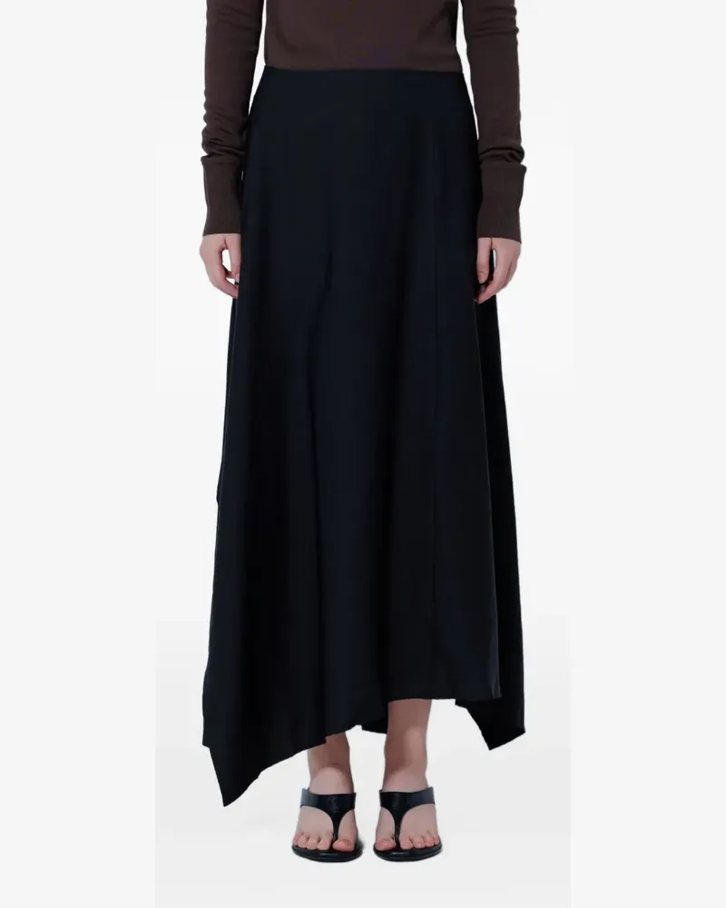 Studio Nicholson asymmetric-hem skirt - Schwarz Schwarz