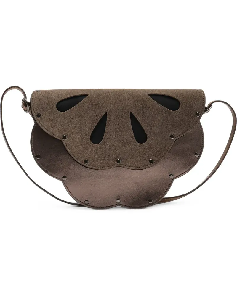 Maliparmi flower-cutout studded bovine leather cross body bag - Braun Braun