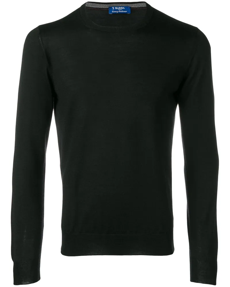 BARBA Klassischer Pullover Schwarz