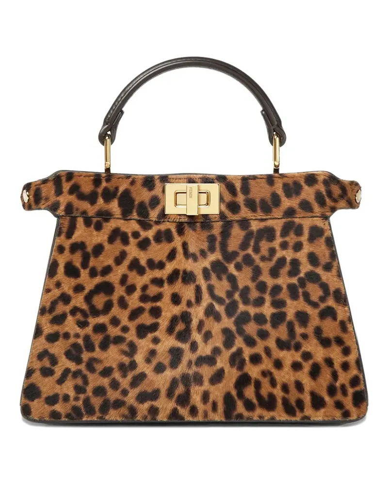 Fendi petite Peekaboo ISeeU leopard-print tote bag - Braun Braun