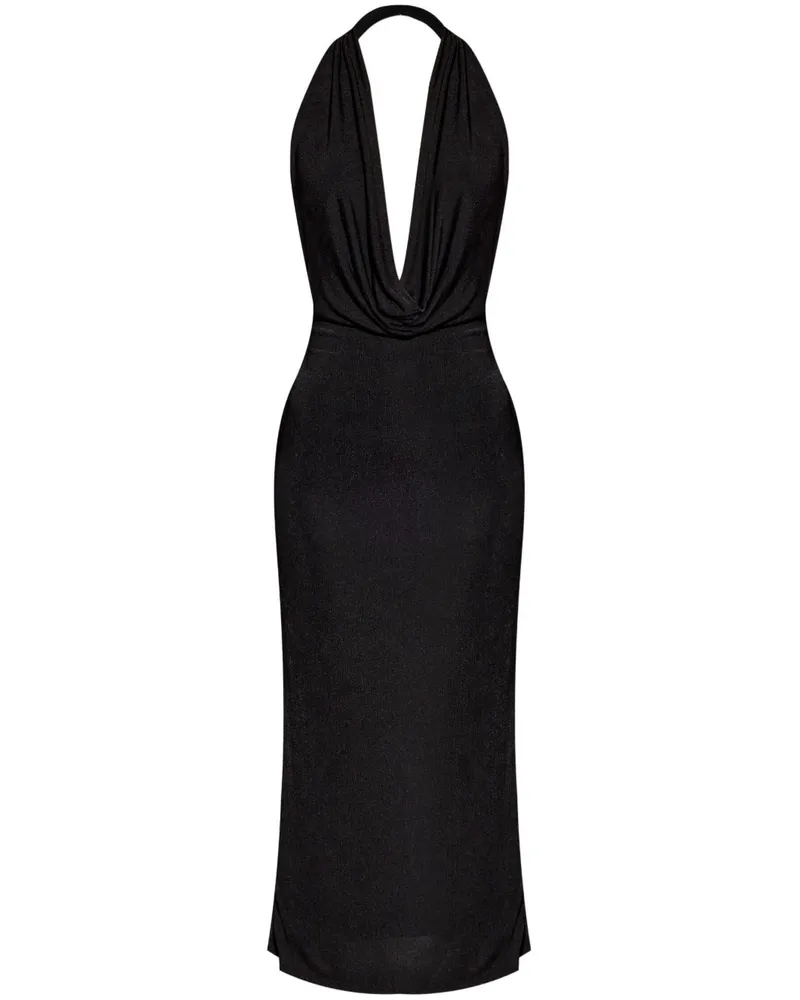 MISBHV Midikleid mit drapiertem Ausschnitt - Schwarz Schwarz