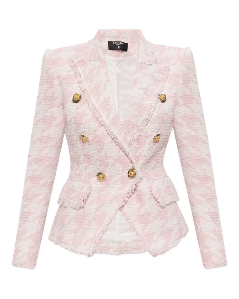 Balmain Tweed-Blazer mit ausgefransten Kanten - Rosa Rosa