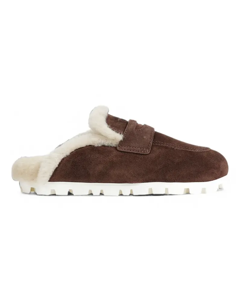 Miu Miu shearling-lined suede mules - Braun Braun