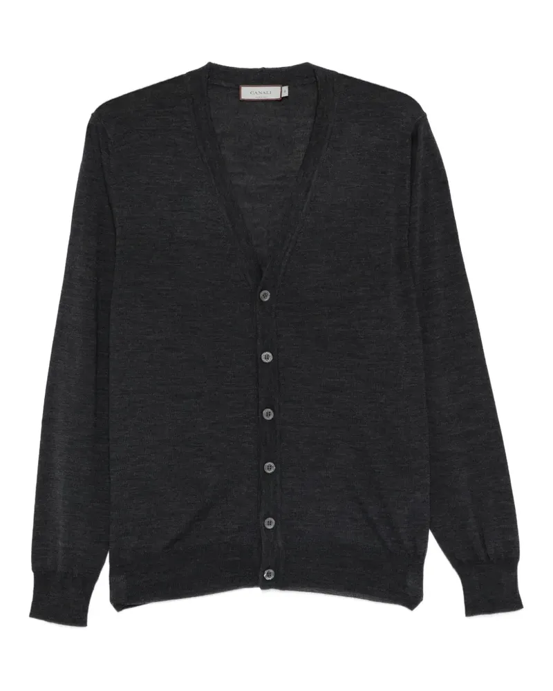 Canali Cardigan mit V-Ausschnitt - Grau Grau