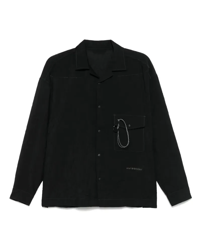 and wander Hemd mit Logo-Stickerei - Schwarz Schwarz