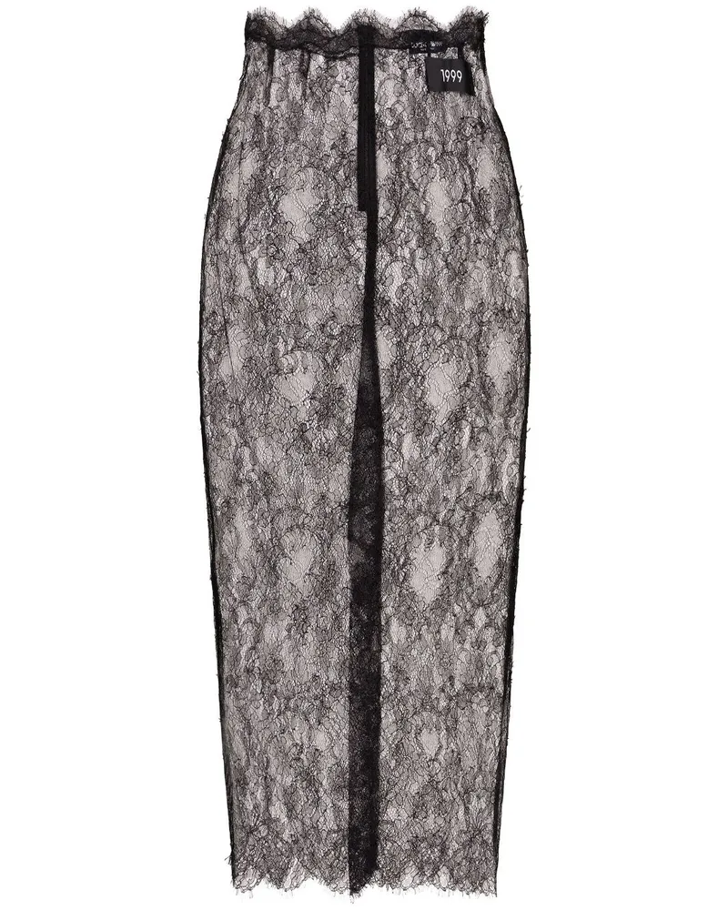 Dolce & Gabbana Semi-transparenter Midirock - Schwarz Schwarz