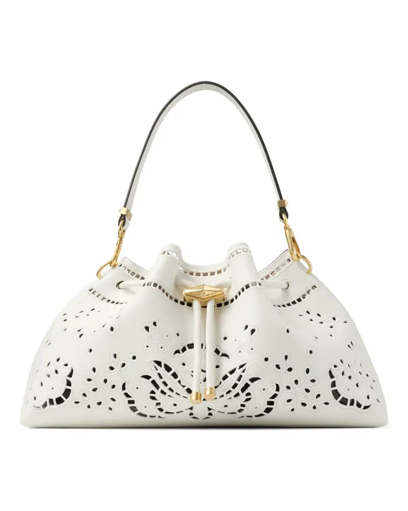 Jimmy Choo Cinch broderie-anglaise leather shoulder bag - Weiß Weiß