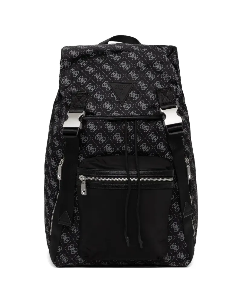 Guess Berlin logo-print buckle-fastening backpack - Schwarz Schwarz