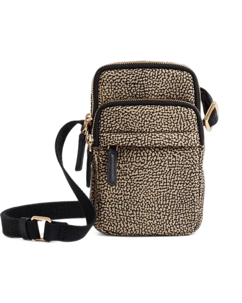 Borbonese O.P. Schultertasche mit Print - Braun Braun