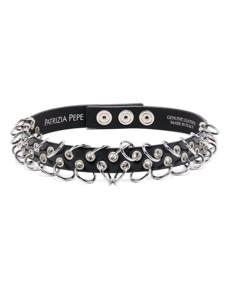 Patrizia Pepe Piercing Choker aus Leder Silber