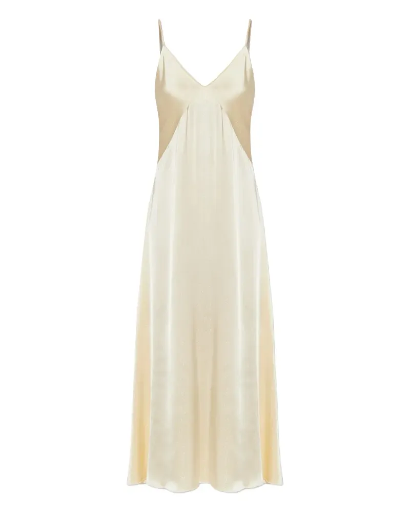 forte_forte Trägerkleid mit V-Ausschnitt - Nude Nude