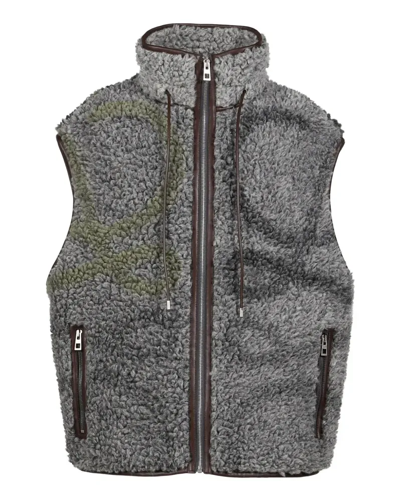 Loewe Anagram-intarsia shearling-effect vest - Grau Grau