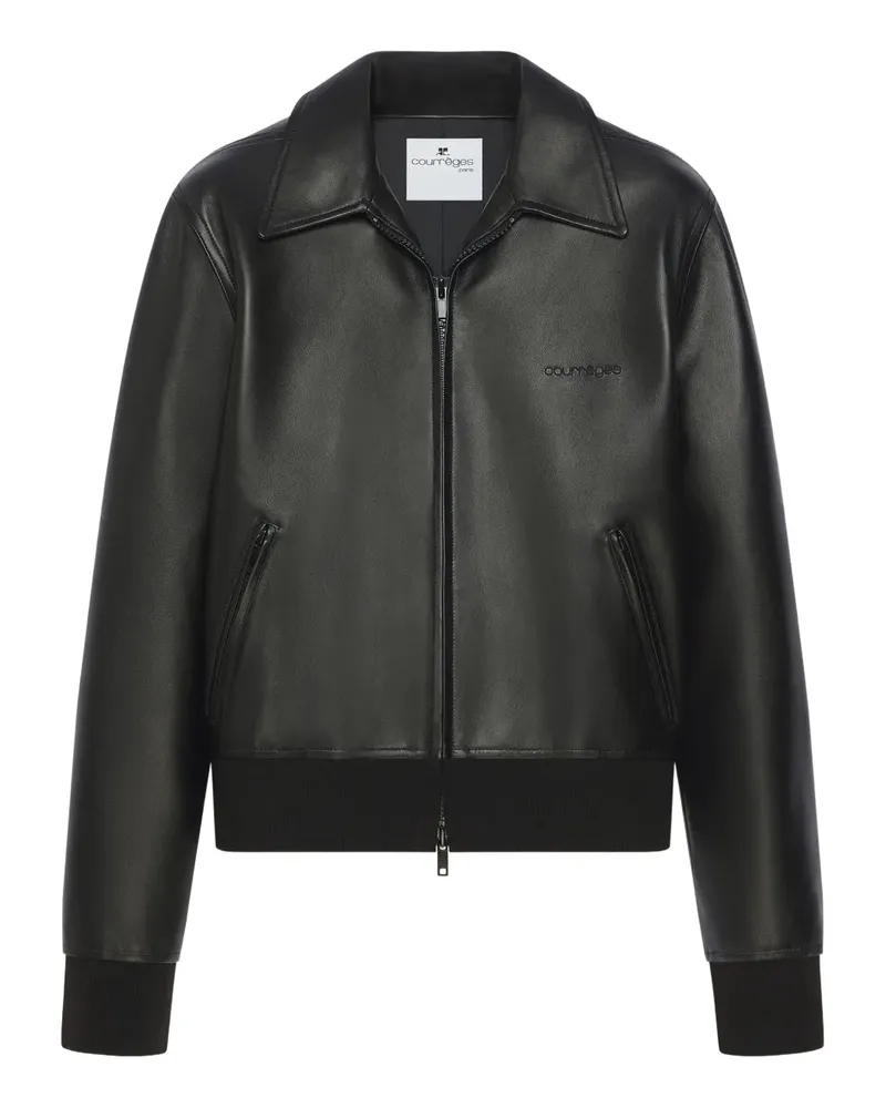Courrèges zip-up leather jacket - Schwarz Schwarz