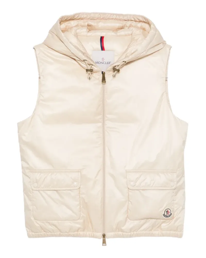 Moncler hooded logo-patch gilet - Nude Nude